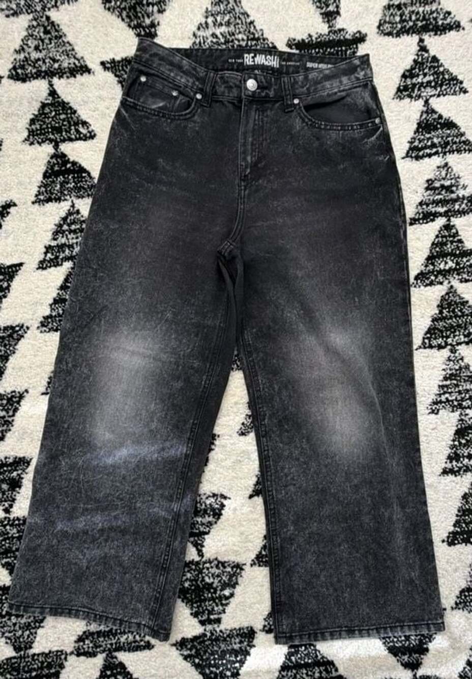 Rewash Jeans Size 5 27 Acid Wash Black Wide Leg Denim Pants